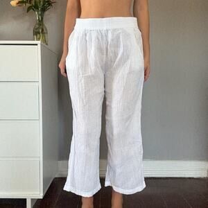 Cream linen cropped pants